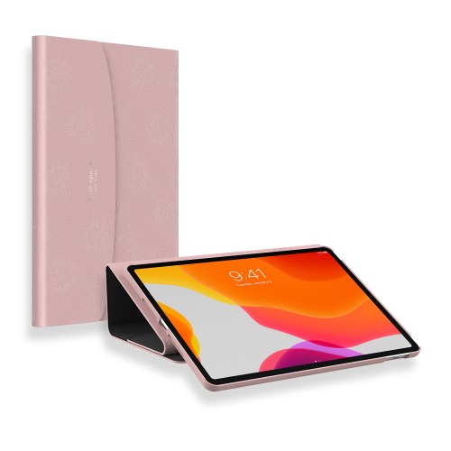 iPad 10.2”蜀葵壓花保護殼-粉色