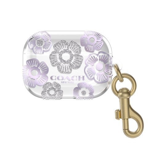 【COACH】AirPods Pro 精品保護套-紫色茶花