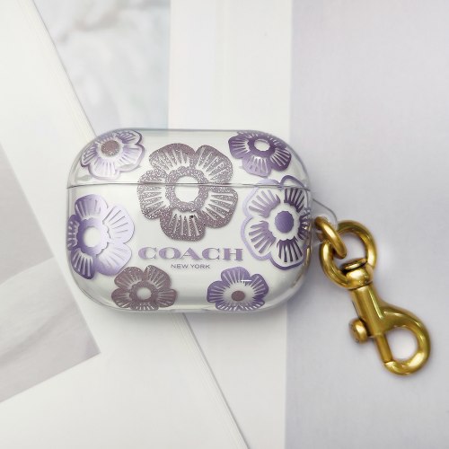 【COACH】AirPods Pro 精品保護套-紫色茶花
